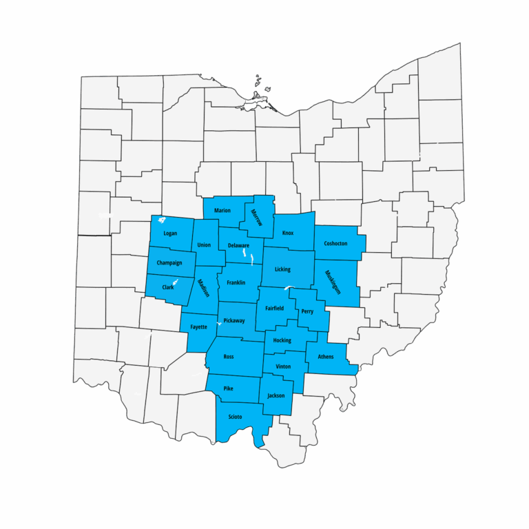 Ohio map service area | transparent
