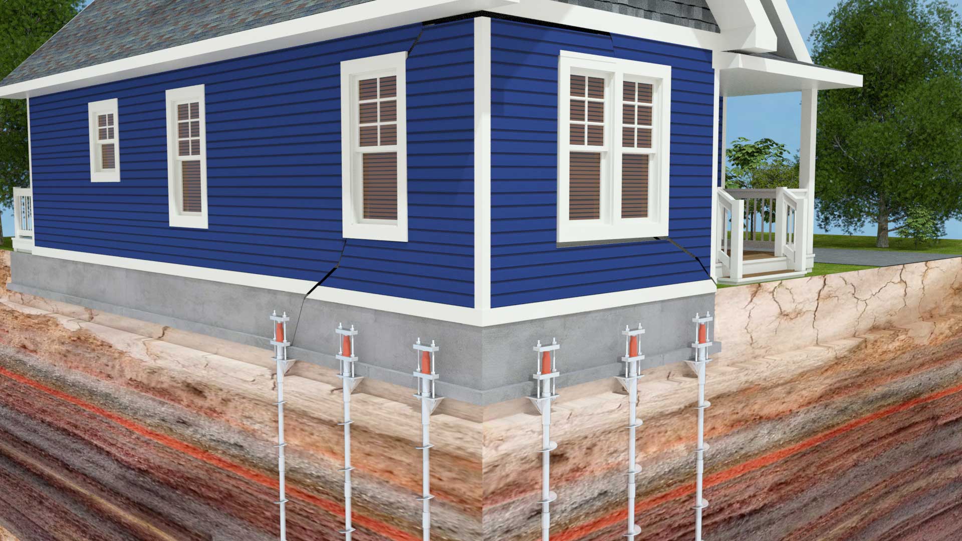 Using expert piering solutions, R&R Foundation Specialists lift your foundation back into place | Residential and commercial foundation repair services
