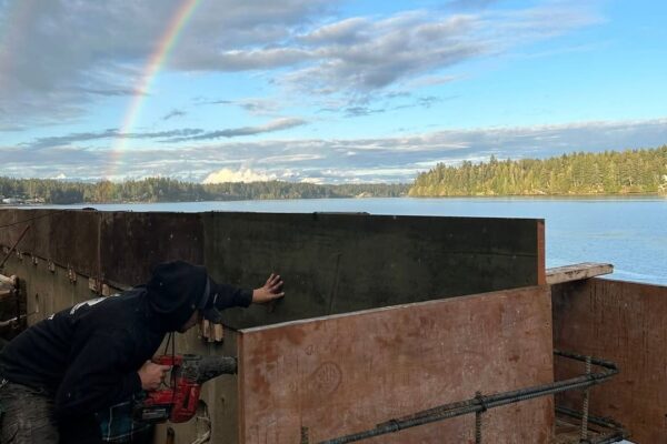 rainbow seawall project during build